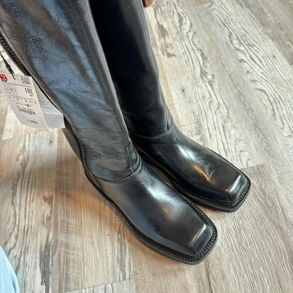 ZARA LIMITED EDITION KNEE HIGH LEATHER BOOTS. Brand new with tag. SIZE 7.5 - Picture 4 of 8